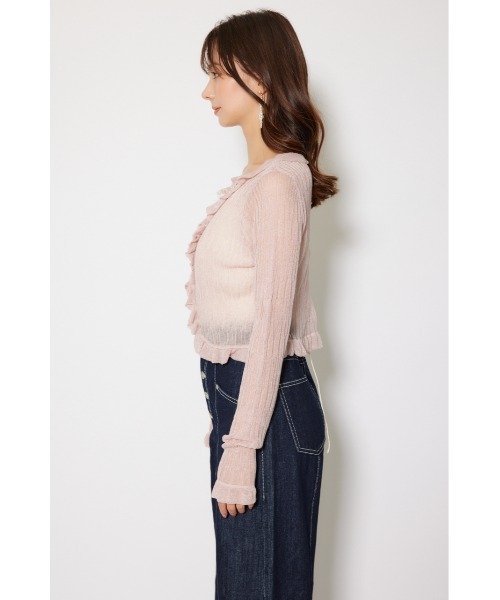 rienda（リエンダ）の「シアーフリルショートカーディガン 秋服 シアートップス（カーディガン/ボレロ・レディース・グレー/ベージュ/ピンク・FREE）」の22枚目の写真