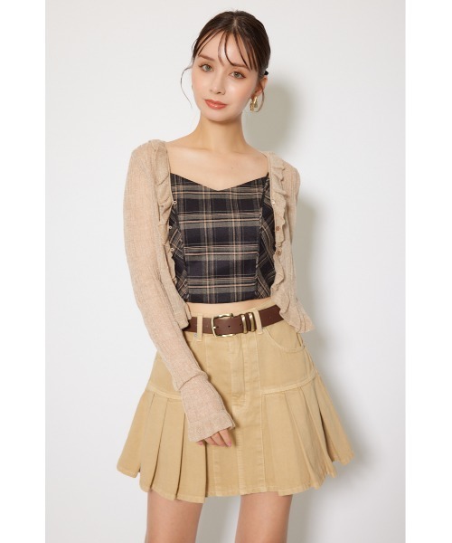 rienda（リエンダ）の「シアーフリルショートカーディガン 秋服 シアートップス（カーディガン/ボレロ・レディース・グレー/ベージュ/ピンク・FREE）」の12枚目の写真