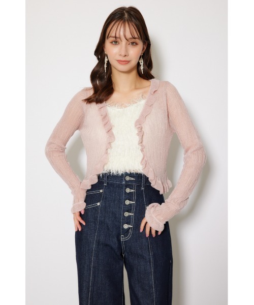 セール】シアーフリルショートカーディガン 秋服 シアートップス