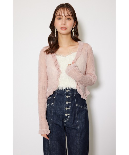 rienda（リエンダ）の「シアーフリルショートカーディガン 秋服 シアートップス（カーディガン/ボレロ・レディース・グレー/ベージュ/ピンク・FREE）」の17枚目の写真