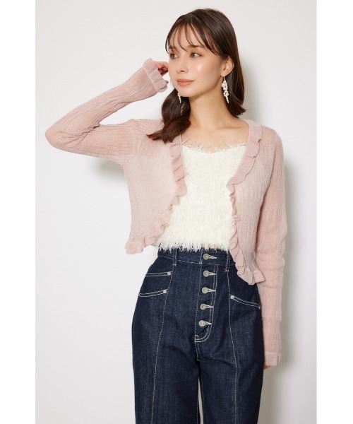 rienda（リエンダ）の「シアーフリルショートカーディガン 秋服 シアートップス（カーディガン/ボレロ・レディース・グレー/ベージュ/ピンク・FREE）」の18枚目の写真