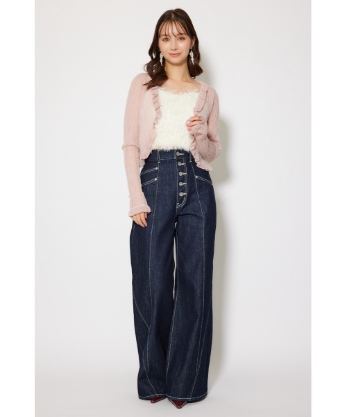 rienda（リエンダ）の「シアーフリルショートカーディガン 秋服 シアートップス（カーディガン/ボレロ・レディース・グレー/ベージュ/ピンク・FREE）」の19枚目の写真