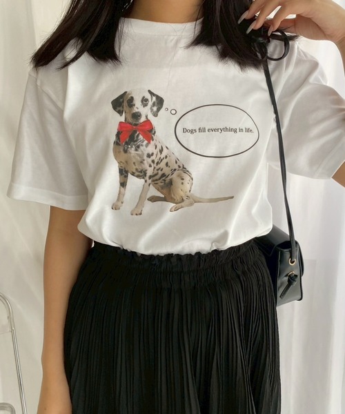 cuorequal(クオレコール)の「リボンダルメシアン半袖Tシャツ(Tシャツ/カットソー・レディース・ホワイト・MEDIUM)」の1枚目の写真