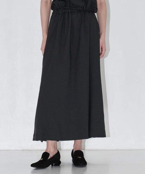 THE TOKYO(ザトウキョウ)の「【THE TOKYO/ザトウキョウ】Waist Gather Flare Skirt/ウエストギャザーフレアスカート/SET UP(セットアップ)(スカート・レディース・ライトベージュ/チャコールグレー・38/36)」の2枚目の写真