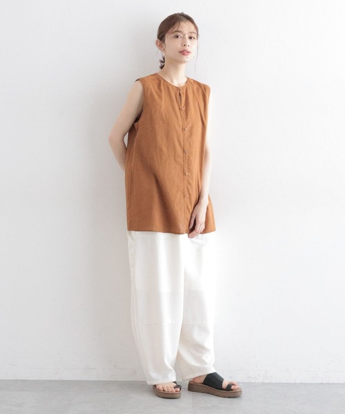 studio CLIP(スタディオクリップ)の「コットンリネンシアーノースリーブブラウス(シャツ/ブラウス・レディース・キャメル/ネイビー/カーキ・FREE)」の10枚目の写真