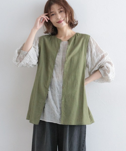 studio CLIP(スタディオクリップ)の「コットンリネンシアーノースリーブブラウス(シャツ/ブラウス・レディース・キャメル/ネイビー/カーキ・FREE)」の17枚目の写真