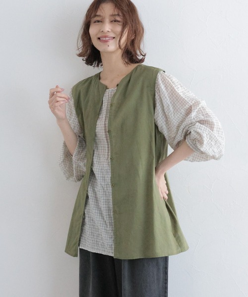 studio CLIP(スタディオクリップ)の「コットンリネンシアーノースリーブブラウス(シャツ/ブラウス・レディース・キャメル/ネイビー/カーキ・FREE)」の18枚目の写真