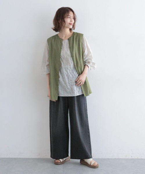 studio CLIP(スタディオクリップ)の「コットンリネンシアーノースリーブブラウス(シャツ/ブラウス・レディース・キャメル/ネイビー/カーキ・FREE)」の19枚目の写真