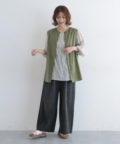 studio CLIP(スタディオクリップ)の「コットンリネンシアーノースリーブブラウス(シャツ/ブラウス・レディース・キャメル/ネイビー/カーキ・FREE)」の20枚目の写真