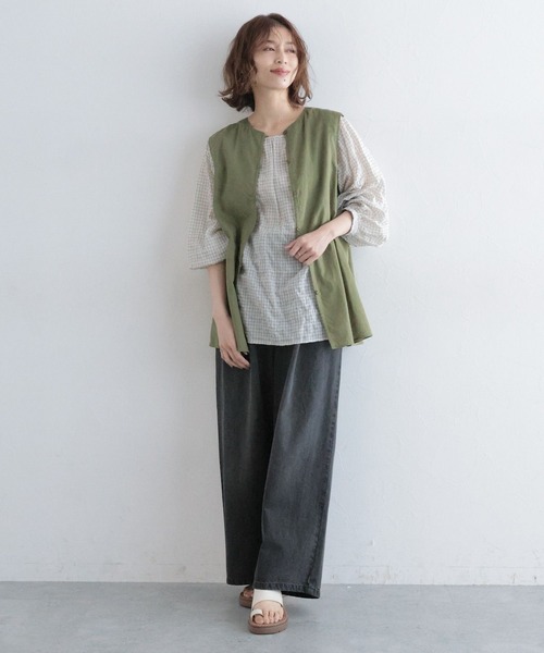 studio CLIP(スタディオクリップ)の「コットンリネンシアーノースリーブブラウス(シャツ/ブラウス・レディース・キャメル/ネイビー/カーキ・FREE)」の21枚目の写真