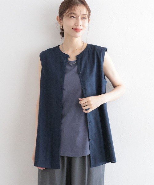 studio CLIP(スタディオクリップ)の「コットンリネンシアーノースリーブブラウス(シャツ/ブラウス・レディース・キャメル/ネイビー/カーキ・FREE)」の22枚目の写真