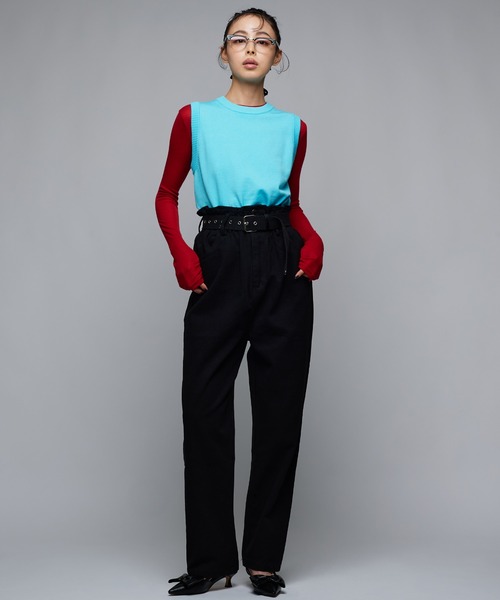 Narcissus（ナルシス）の「カットノースリニットトップス　（タンクトップ・レディース・ブルー/ブラック・FREE）」の8枚目の写真