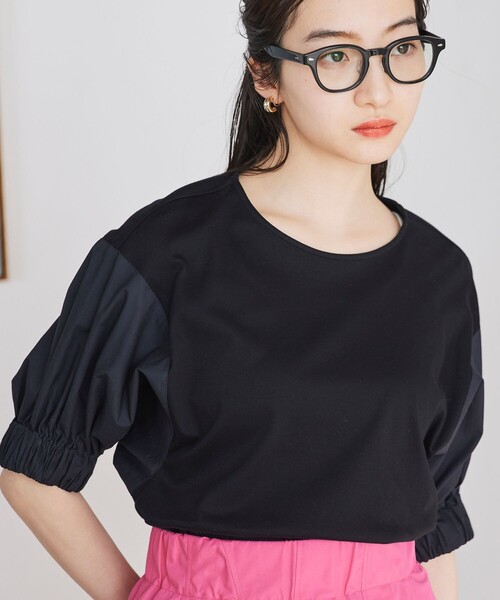 BIANCA(ビアンカ)の「【デイリーユース】リラクシーコンビカットソー(Tシャツ/カットソー・レディース・ブラック/グリーン/ホワイト・38)」の2枚目の写真