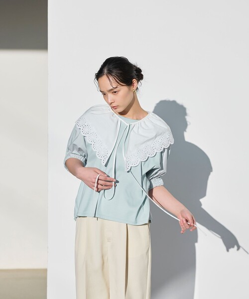 BIANCA(ビアンカ)の「【デイリーユース】リラクシーコンビカットソー(Tシャツ/カットソー・レディース・ブラック/グリーン/ホワイト・38)」の7枚目の写真