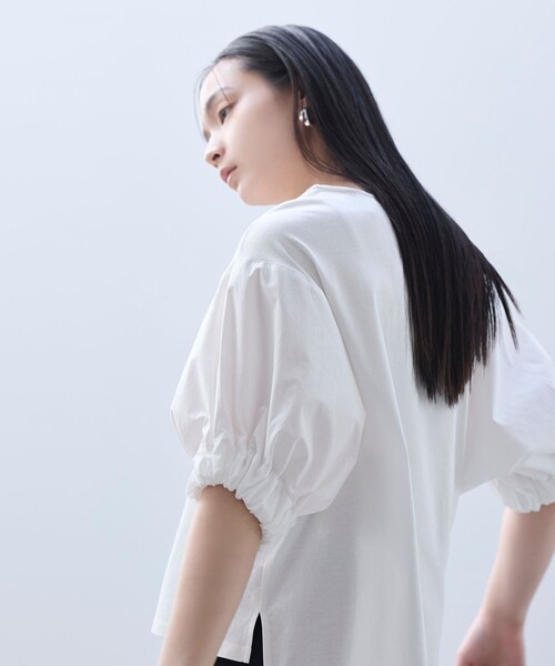 BIANCA(ビアンカ)の「【デイリーユース】リラクシーコンビカットソー(Tシャツ/カットソー・レディース・ブラック/グリーン/ホワイト・38)」の4枚目の写真
