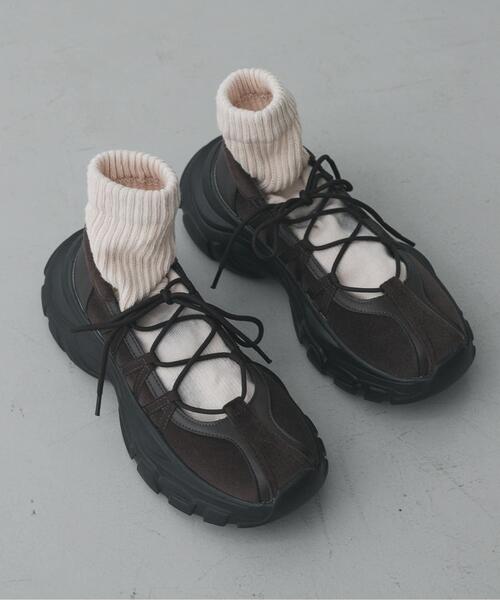 SENSE OF PLACE by URBAN RESEARCH（センスオブプレイスバイアーバンリサーチ）の「【お気に入り6万人突破/S~XLサイズ/厚底】レースアップバレエスニーカーレースアップバレエスニーカー（スニーカー・レディース・ブラウン/ブラック/グレー/アイボリー・SMALL/MEDIUM/LARGE/X-LARGE）」の4枚目の写真