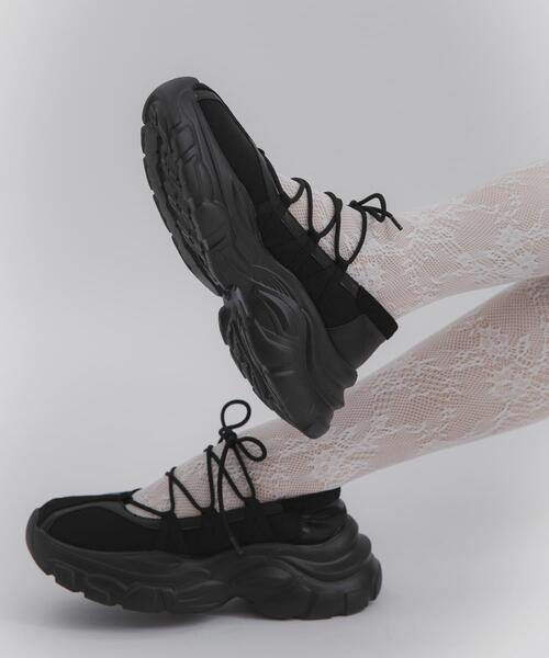 SENSE OF PLACE by URBAN RESEARCH（センスオブプレイスバイアーバンリサーチ）の「【お気に入り6万人突破/S~XLサイズ/厚底】レースアップバレエスニーカーレースアップバレエスニーカー（スニーカー・レディース・ブラウン/ブラック/グレー/アイボリー・SMALL/MEDIUM/LARGE/X-LARGE）」の6枚目の写真