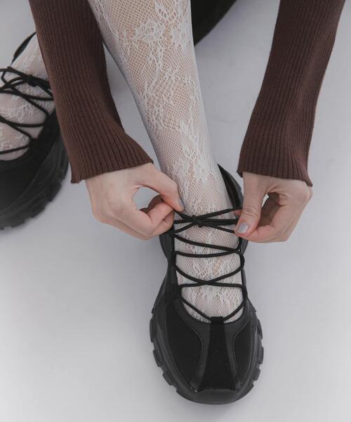 SENSE OF PLACE by URBAN RESEARCH（センスオブプレイスバイアーバンリサーチ）の「【お気に入り6万人突破/S~XLサイズ/厚底】レースアップバレエスニーカーレースアップバレエスニーカー（スニーカー・レディース・ブラウン/ブラック/グレー/アイボリー・SMALL/MEDIUM/LARGE/X-LARGE）」の8枚目の写真