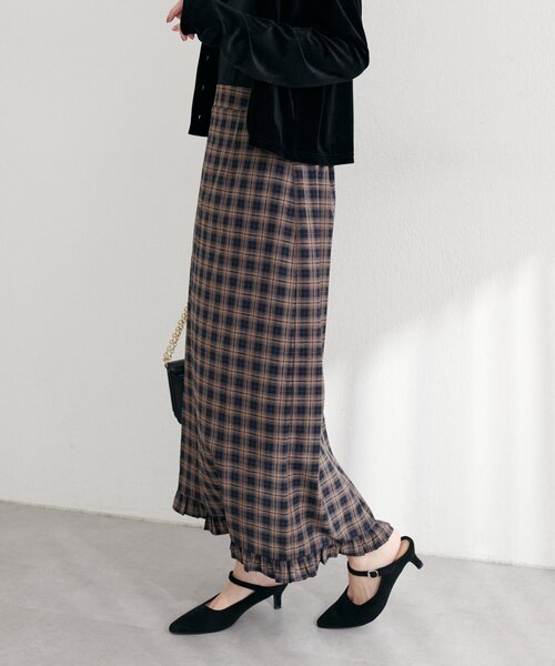 natural couture（ナチュラルクチュール）の「【WEB限定】裾フリルチェック柄スカート（スカート・レディース・その他3/その他2/その他1/その他4・FREE）」の4枚目の写真