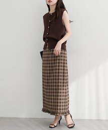 natural couture | 【WEB限定】裾フリルチェック柄スカート(スカート)
