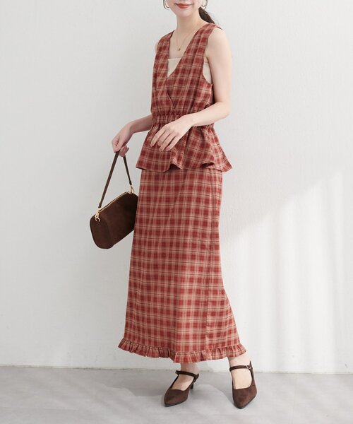 natural couture（ナチュラルクチュール）の「【WEB限定】裾フリルチェック柄スカート（スカート・レディース・その他3/その他2/その他1/その他4・FREE）」の5枚目の写真