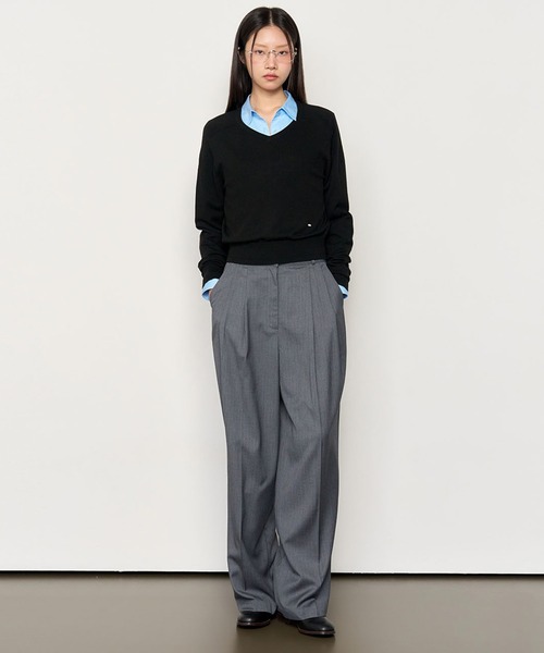 GENERAL IDEA（ジェネラルアイデア）の「GENERAL IDEA/ジェネラルアイディア pin stripe wide slacks スラックス（スラックス・レディース・チャコール/ネイビー・M/L）」の10枚目の写真