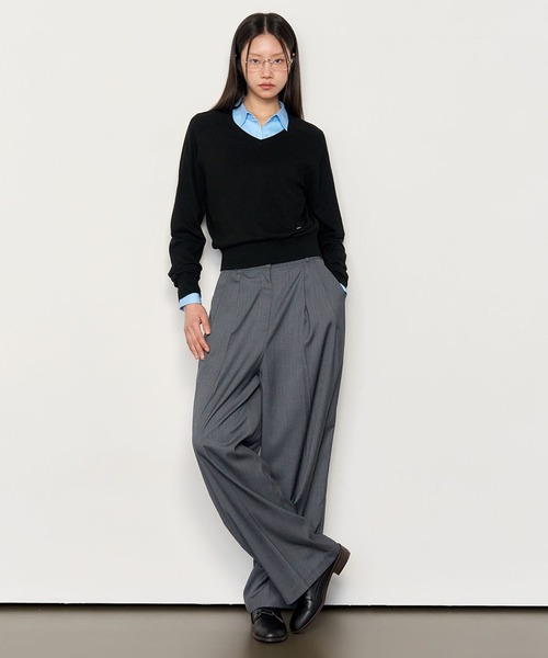 GENERAL IDEA（ジェネラルアイデア）の「GENERAL IDEA/ジェネラルアイディア pin stripe wide slacks スラックス（スラックス・レディース・チャコール/ネイビー・M/L）」の11枚目の写真