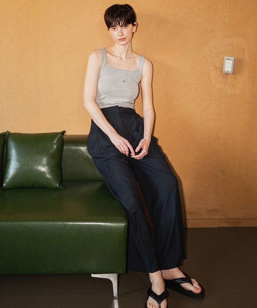 GENERAL IDEA（ジェネラルアイデア）の「GENERAL IDEA/ジェネラルアイディア pin stripe wide slacks スラックス（スラックス・レディース・チャコール/ネイビー・M/L）」の15枚目の写真