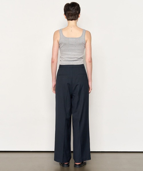 GENERAL IDEA（ジェネラルアイデア）の「GENERAL IDEA/ジェネラルアイディア pin stripe wide slacks スラックス（スラックス・レディース・チャコール/ネイビー・M/L）」の22枚目の写真