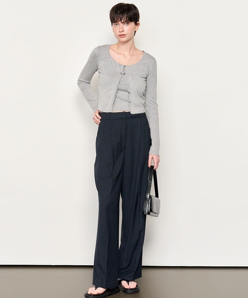 GENERAL IDEA（ジェネラルアイデア）の「GENERAL IDEA/ジェネラルアイディア pin stripe wide slacks スラックス（スラックス・レディース・チャコール/ネイビー・M/L）」の19枚目の写真