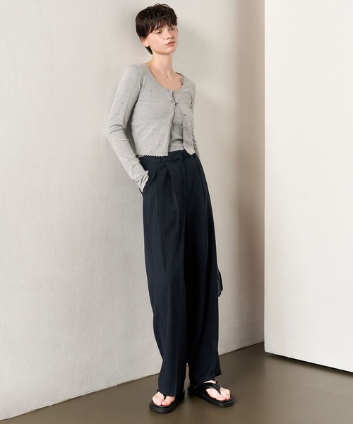 GENERAL IDEA（ジェネラルアイデア）の「GENERAL IDEA/ジェネラルアイディア pin stripe wide slacks スラックス（スラックス・レディース・チャコール/ネイビー・M/L）」の20枚目の写真