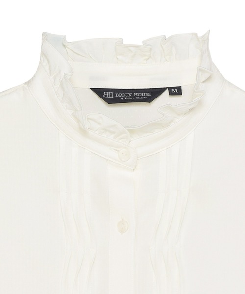 TOKYO SHIRTS（トウキョウシャツ）の「COFREX  ひねりピンタックブラウス 長袖 レディースデザインシャツ（シャツ/ブラウス・レディース・ホワイト・S/M/L/LL）」の3枚目の写真