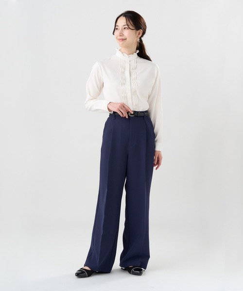 TOKYO SHIRTS(トウキョウシャツ)の「【吸水速乾】【COFREX】ひねりピンタックブラウス 長袖 レディースデザインシャツ(シャツ/ブラウス・レディース・ホワイト・S/M/L/LL)」の7枚目の写真