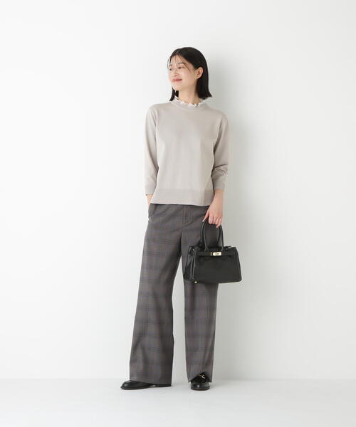 human woman（ヒューマンウーマン）の「◆強撚シャークスキンセミワイドパンツ（その他パンツ・レディース・チャコールグレー/ベージュ/ネイビー・SMALL/MEDIUM/LARGE）」の22枚目の写真