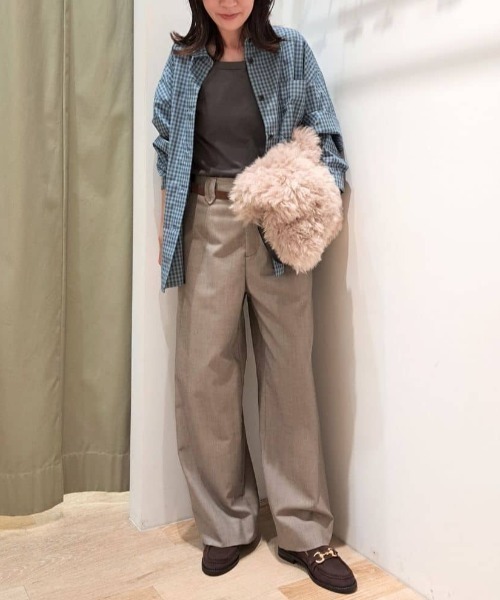 セール】◇強撚シャークスキンセミワイドパンツ（その他パンツ