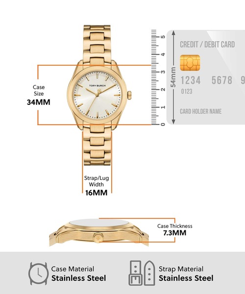 TORY BURCH(トリーバーチ)の「トリーバーチ 腕時計 レディース アナログ ステンレス TBW9060(アナログ腕時計・レディース・ゴールド・FREE)」の3枚目の写真
