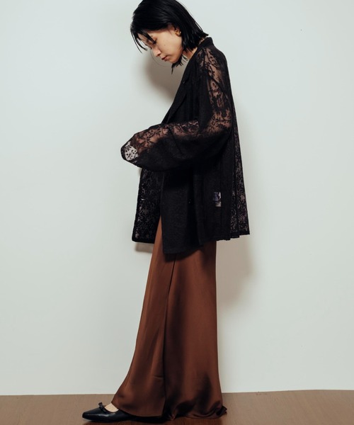 Shelly island(シェリーアイランド)の「サテン華奢見えスカート(スカート・レディース・ブラック/ブラウン/ベージュ・FREE)」の5枚目の写真