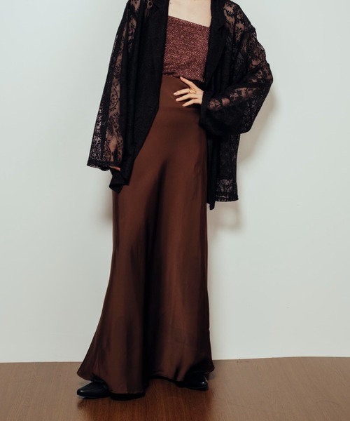 Shelly island(シェリーアイランド)の「サテン華奢見えスカート(スカート・レディース・ブラック/ブラウン/ベージュ・FREE)」の7枚目の写真