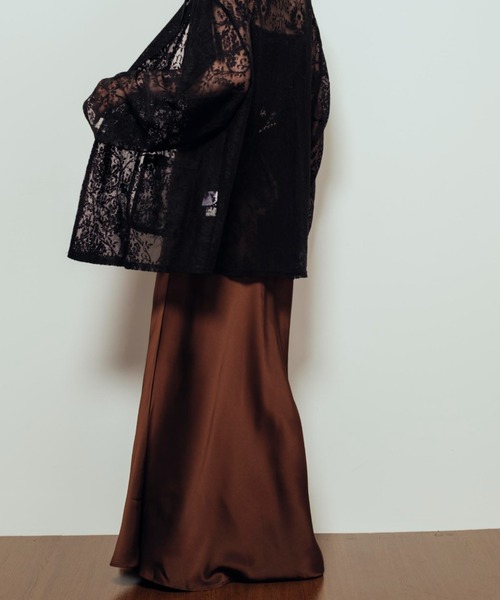 Shelly island(シェリーアイランド)の「サテン華奢見えスカート(スカート・レディース・ブラック/ブラウン/ベージュ・FREE)」の8枚目の写真