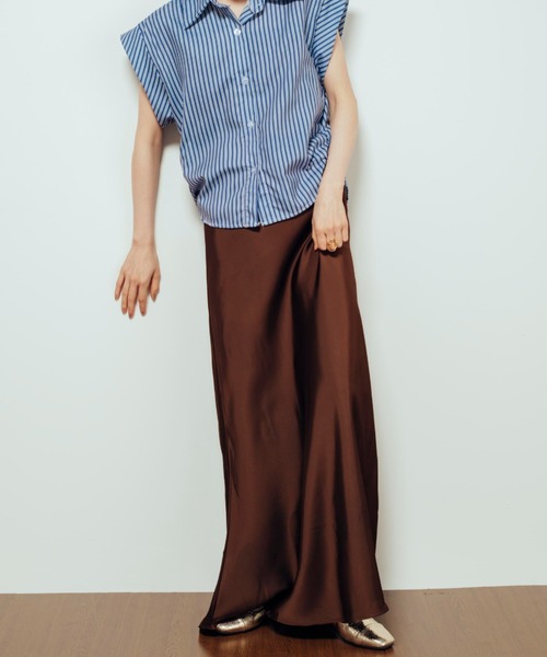 Shelly island(シェリーアイランド)の「サテン華奢見えスカート(スカート・レディース・ブラック/ブラウン/ベージュ・FREE)」の12枚目の写真