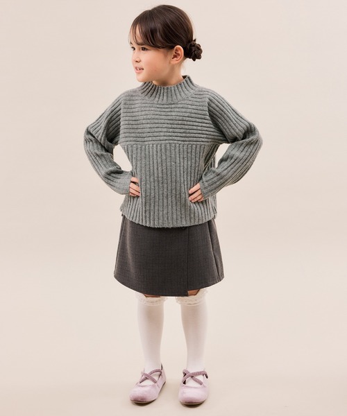 ROPE' PICNIC(ロペピクニック)の「【KIDS/キッズ】もちもちリブ切り替えニットプルオーバー/イージーケア・リンクコーデ(ニット/セーター・キッズ・レッド/サックスブルー/グレー/オフホワイト・120/130/140/150)」の21枚目の写真