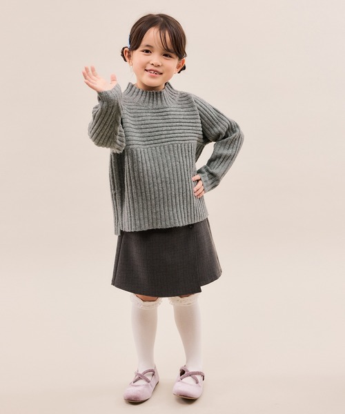 ROPE' PICNIC(ロペピクニック)の「【KIDS/キッズ】もちもちリブ切り替えニットプルオーバー/イージーケア・リンクコーデ(ニット/セーター・キッズ・レッド/サックスブルー/グレー/オフホワイト・120/130/140/150)」の22枚目の写真