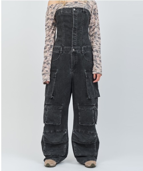 atmos pink（アトモスピンク）の「atmos pink Cargo All in One / アトモス ピンク カーゴ オール イン ワン（その他パンツ・レディース・カーキ/ブラック・S/M）」の2枚目の写真