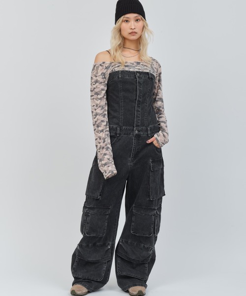 atmos pink（アトモスピンク）の「atmos pink Cargo All in One / アトモス ピンク カーゴ オール イン ワン（その他パンツ・レディース・カーキ/ブラック・S/M）」の3枚目の写真