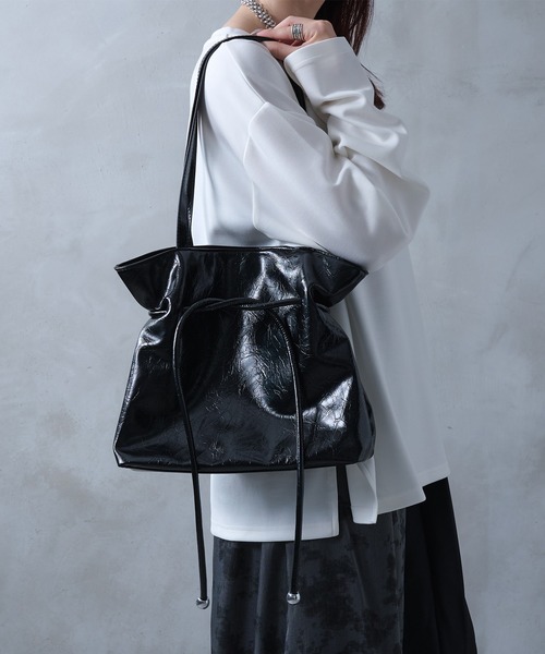 Ellno Loset（エルノロゼット）の「巾着ショルダーバック（トートバッグ・メンズ・ブラック・FREE）」の5枚目の写真