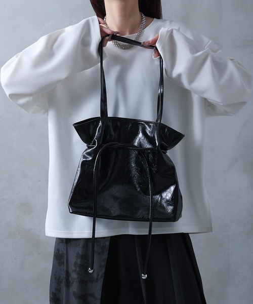 Ellno Loset（エルノロゼット）の「巾着ショルダーバック（トートバッグ・メンズ・ブラック・FREE）」の6枚目の写真