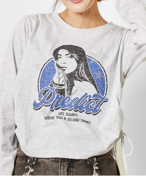 GORGE（ゴージ）の「《ガールズロゴ×フォトプリント》レディース 長袖カットソー サイドドロスト ロンT 春秋冬（Tシャツ/カットソー・レディース・オートミール/チャコール/ネイビー/ブラウン・F）」の3枚目の写真