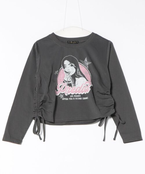 GORGE（ゴージ）の「《ガールズロゴ×フォトプリント》レディース 長袖カットソー サイドドロスト ロンT 春秋冬（Tシャツ/カットソー・レディース・オートミール/チャコール/ネイビー/ブラウン・F）」の7枚目の写真