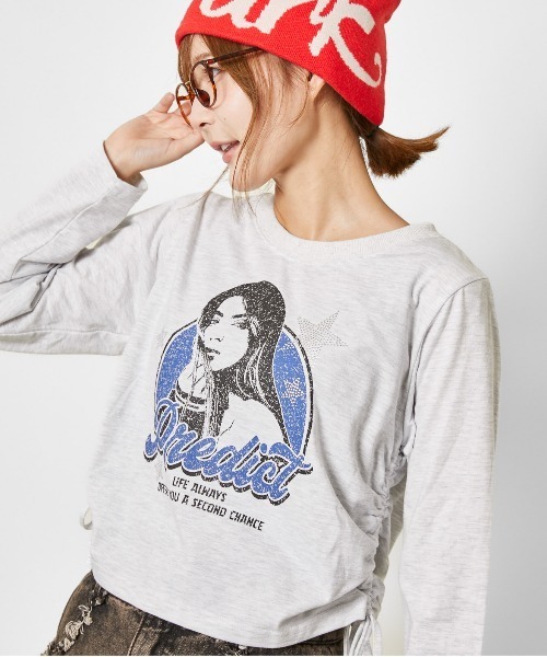 GORGE（ゴージ）の「《ガールズロゴ×フォトプリント》レディース 長袖カットソー サイドドロスト ロンT 春秋冬（Tシャツ/カットソー・レディース・オートミール/チャコール/ネイビー/ブラウン・F）」の17枚目の写真