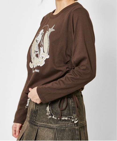 GORGE（ゴージ）の「《ガールズロゴ×フォトプリント》レディース 長袖カットソー サイドドロスト ロンT 春秋冬（Tシャツ/カットソー・レディース・オートミール/チャコール/ネイビー/ブラウン・F）」の6枚目の写真